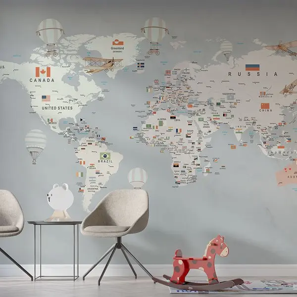 Fototapeta “Mapa z flagami” — murale na wymiar we wnętrzu