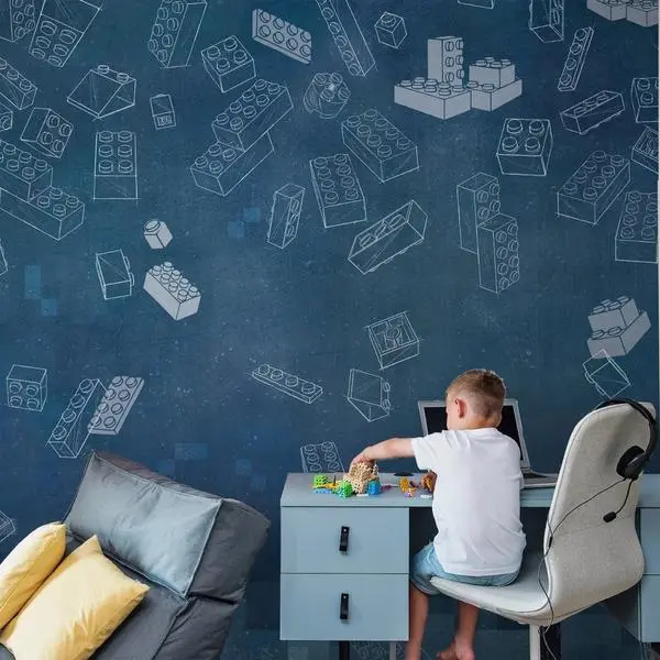 Blue Blocks — tapety geometryczne we wnętrzu