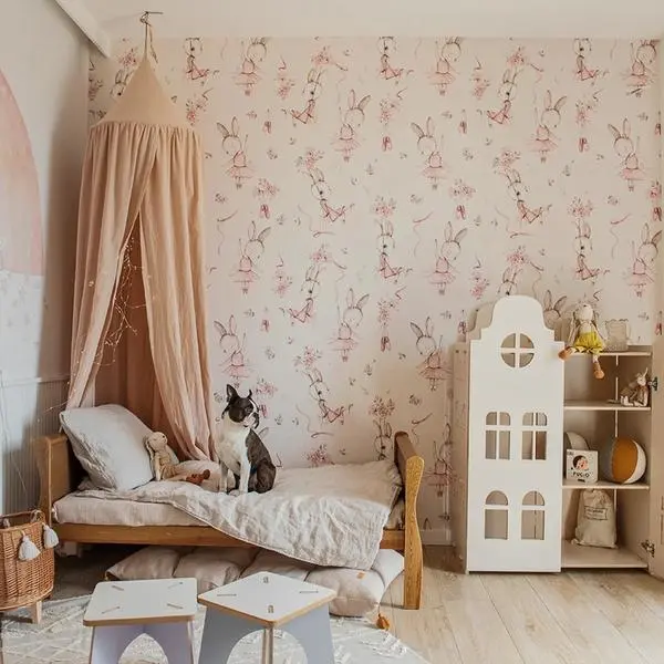 Bunny Ballet — tapety geometryczne we wnętrzu