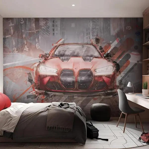 FAST CAR -red-  tapeta do pokoju nastolatka — tapety dziecięce we wnętrzu