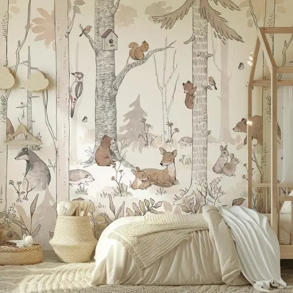Forest Mural — tapety dziecięce we wnętrzu