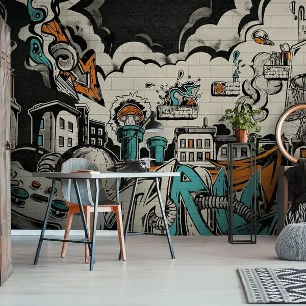 Graffiti — tapety kosmos i galaktyka we wnętrzu